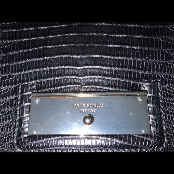 Kate Spade Black Large Scarlette Carroll Park Embossed Exotic Bag - Picture 7 of 10